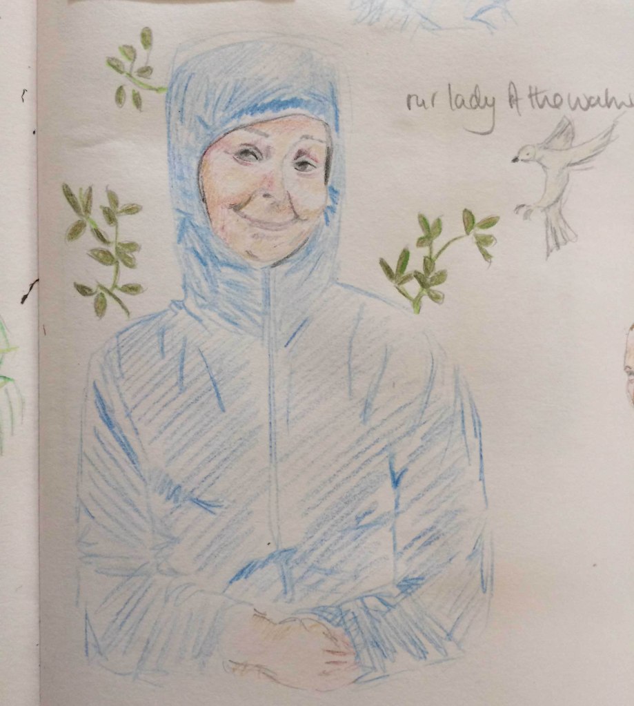 Sketch from Victoria Scholes notebook showing potential content of Essex Crystals